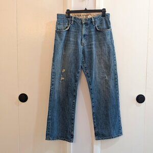 Eddie Bauer Men’s Distressed Heavy Denim Jeans Mid Wash 32x30
